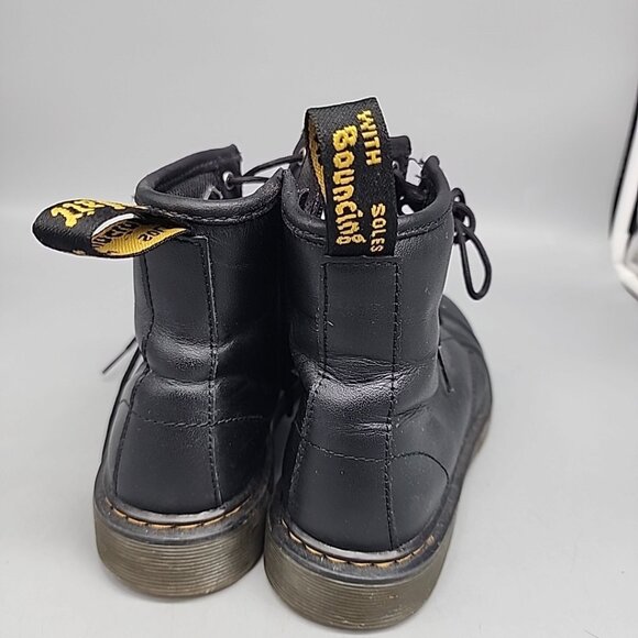 Dr. Martens Boots Boys Size 3 Us 1460 Combat Black Leather Ankle Side Zip - Picture 4 of 7